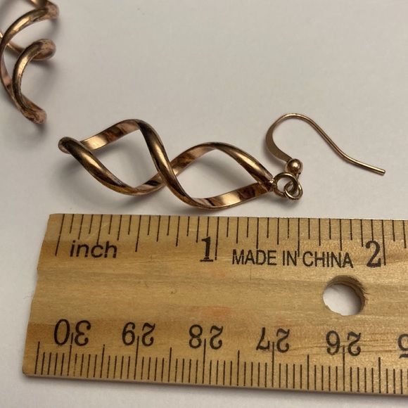 Twisted Swirl Copper Tone Drop Earrings - Picture 7 of 8